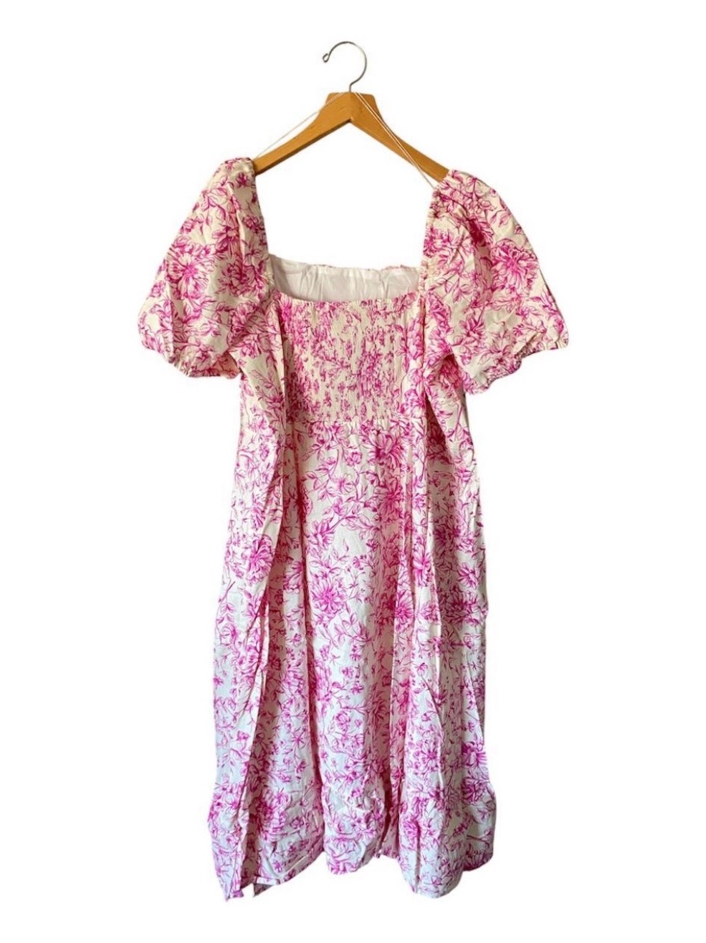 London Times White and Pink Floral Midi Dress